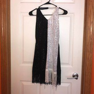Sparkly Black & White Sequin Child XL Dance Unifor